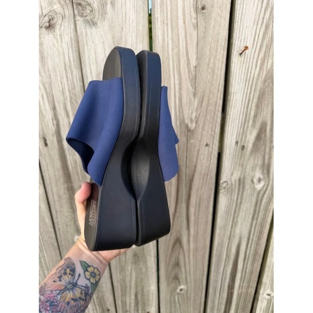 Vintage Brats 90s Mootsies Tootsies Platform Sandals Womens 9 Navy Blue Wedge